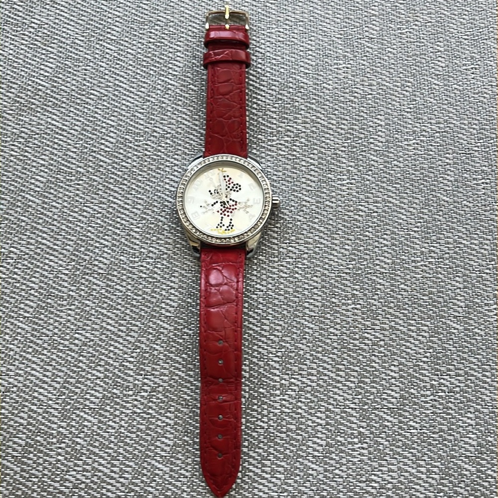 Disney Ingersoll ZR25658 Jeweled Red Strap Minnie Mouse Watch
